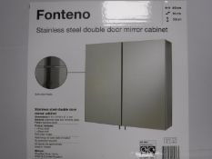 Three boxed Fonteno stainless steel mirrored bathroom cabinets
