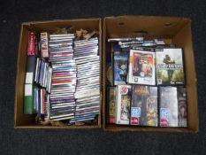 Two boxes of PC games and CD's