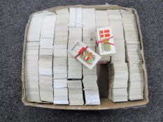 A box containing a large collection of tea cards