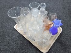 A tray of assorted pressed glass and lead crystal