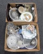 Two boxes containing miscellaneous china and glass ware