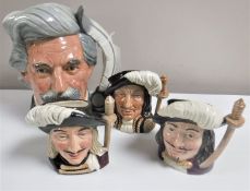 A large Royal Doulton character jug - Mark Twain D6654 and three small Royal Doulton character
