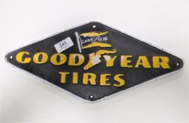 A cast iron Goodyear Tyres plaque