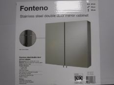 Three boxed Fonteno stainless steel mirrored bathroom cabinets