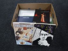 A box containing music books