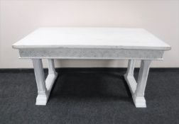A carved painted Gothic style pine table