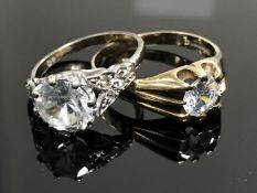 Two 9ct gold solitaire dress rings CONDITION REPORT: White gold - size K.