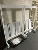 Two sets of portable metal shelving