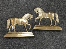 Two brass figures of horses