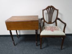 A late 19th century flap sided table and a dining chair