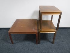 A pair of Danish teak side tables and a coffee table
