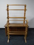 A ply wood blanket box and two pine towel rails