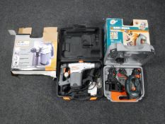 A cased Black & Decker Quattro multi tool and a cased Challenge rotary hammer drill