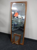 A mid 20th century teak hall mirror and one other