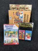 Three albums of saucy sea side postcards plus three accompanying books