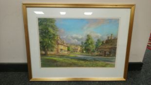 Walter Holmes : Broadway (Cotswolds), colour chalks, signed, 35 cm x 55 cm, framed.