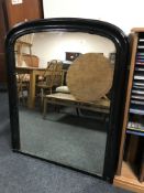 An ebonised Victorian overmantel mirror