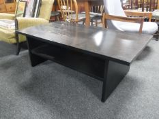 A black ash two tier coffee table