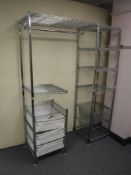 A metal wardrobe system