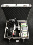 An aluminium case of three Russian cameras with accessories