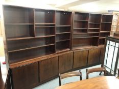 A pair of Danish mahogany bookshelves fitted cupboards below CONDITION REPORT: Each