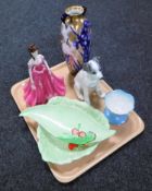 A tray of Royal Doulton gilded vase, Coalport ladies of fashion - Diana,