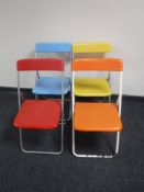 A set of four Swedish Scancenter mid 20th century plastic and metal folding kitchen chairs