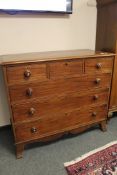 A Victorian mahogany six drawer chest on bracket feet,