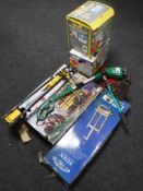 A boxed Paddy Hopkirk bike rack, folding garden easel, Powercraft patio and wall cleaner,