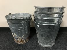 Six galvanised buckets