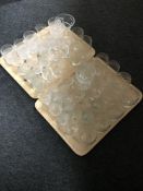 Two trays of Tudor crystal glasses,