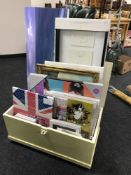 A painted pine box of various pictures,