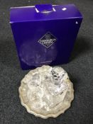 An Edinburgh crystal decanter together with four whisky tumblers on tray,