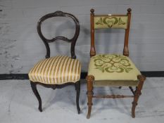 Two antique side chairs