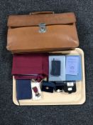 A collection of Masonic regalia (one tray and a leather briefcase and contents)
