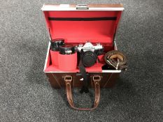 A Practika LTL 3 camera in case with two lenses and accessories