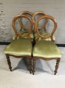 Four 19th century balloon back chairs