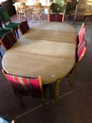 An early 20th century light oak extending table,