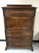 A 19th century mahogany secretaire cabinet on claw feet CONDITION REPORT: Locked