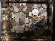 A tin of copper coins, Silver Jubilee crown,