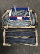 Two boxes containing zips (for upholstery)