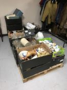 Two pallets containing a large quantity of china and glass, ornaments, Port Merion vase,