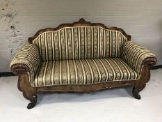 A 19th century continental carved mahogany scroll ended settee CONDITION REPORT: