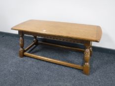 An oak long low table