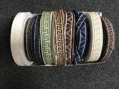 A box several spools of vintage Silver Cross pram trim