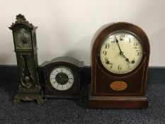 An Edwardian inlaid mahogany mantel clock,