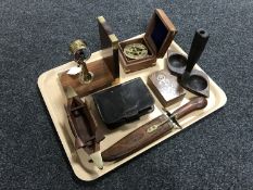 A tray of Eastern dagger, reproduction compass,