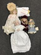 A Victorian style Franklin doll together with three other dolls