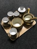 A tray of Denby stoneware coffee cans,