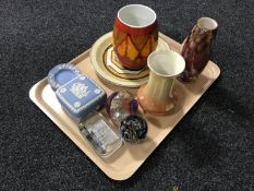 A Poole vase, Wedgwood trinket dish,